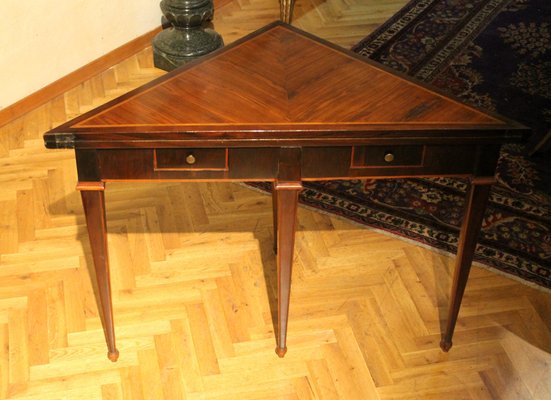 Italian Louis XVI Period Tulipwood and Kingwood Two Drawers Folding Table-AXE-1433445