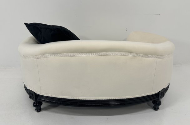 Italian Louis XVI Style Black Lacquered and White Velvet Dog's Bed, 2010s-FF-2028426