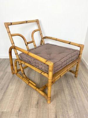 Italian Lounge Chair in Bamboo and Rattan, 1960s-LYQ-1171686