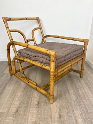 Italian Lounge Chair in Bamboo and Rattan, 1960s-LYQ-1171686