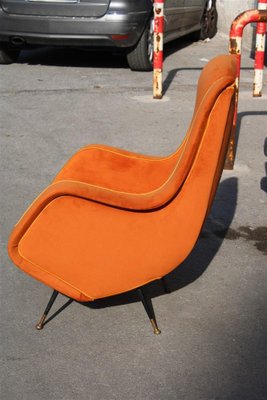 Italian Lounge Chair in Orange Velvet by Aldo Mordelli for ISA, 1950s-EH-1791714