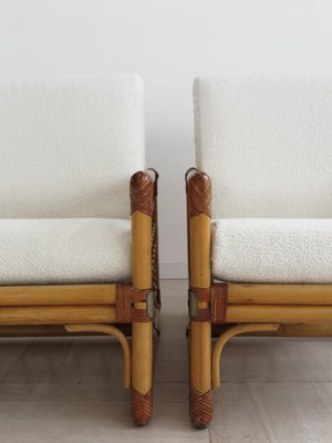 Italian Lounge Chairs in Bamboo and Indian Cane, 1970s, Set of 2-CC-1603833