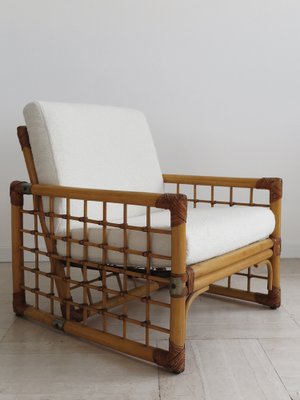 Italian Lounge Chairs in Bamboo and Indian Cane, 1970s, Set of 2-CC-1603833