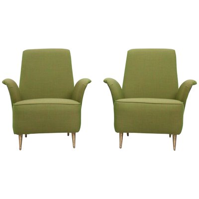 Italian Lounge Chairs in Fabric and Brass from I.S.A., 1960s, Set of 2-ITV-1299210