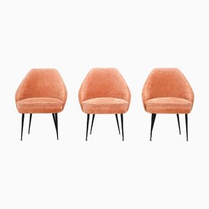 Italian Lounge Chairs in Pink Velvet by Carlo Pagano for Arflex, 1952, Set of 3-ITV-1299209