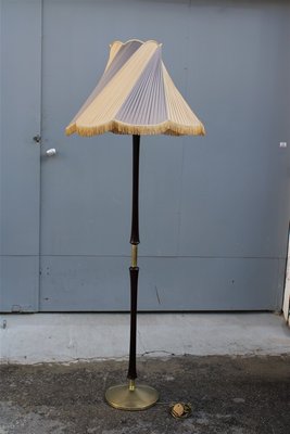 Italian Mahogany and Brass Pedestal Floor Lamp, 1950s-EH-796171