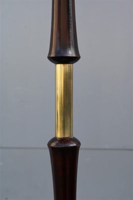 Italian Mahogany and Brass Pedestal Floor Lamp, 1950s-EH-796171