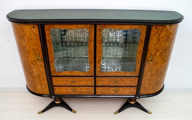 Italian Mahogany and Burr Walnut Sideboard / Bar from La Permanente Mobili Cantù, 1950s-FER-875641