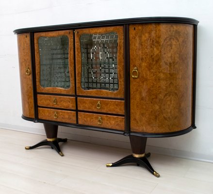 Italian Mahogany and Burr Walnut Sideboard / Bar from La Permanente Mobili Cantù, 1950s-FER-875641