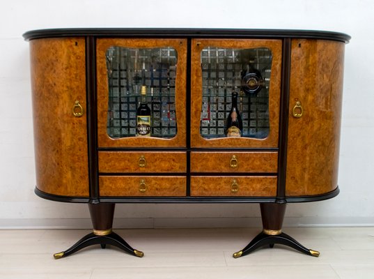 Italian Mahogany and Burr Walnut Sideboard / Bar from La Permanente Mobili Cantù, 1950s-FER-875641