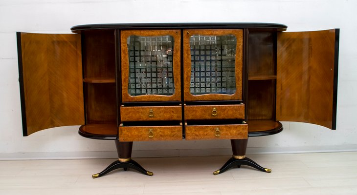 Italian Mahogany and Burr Walnut Sideboard / Bar from La Permanente Mobili Cantù, 1950s-FER-875641