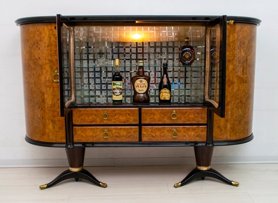 Italian Mahogany and Burr Walnut Sideboard / Bar from La Permanente Mobili Cantù, 1950s-FER-875641