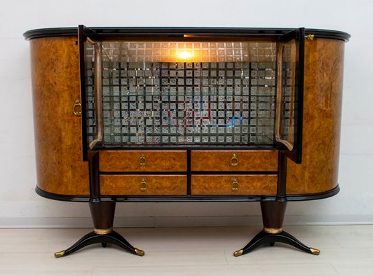 Italian Mahogany and Burr Walnut Sideboard / Bar from La Permanente Mobili Cantù, 1950s-FER-875641