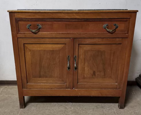 Italian Mahogany and Marble Top Sideboard with Mirror, 1930s-RAQ-1231491