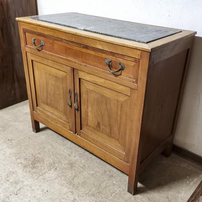 Italian Mahogany and Marble Top Sideboard with Mirror, 1930s-RAQ-1231491