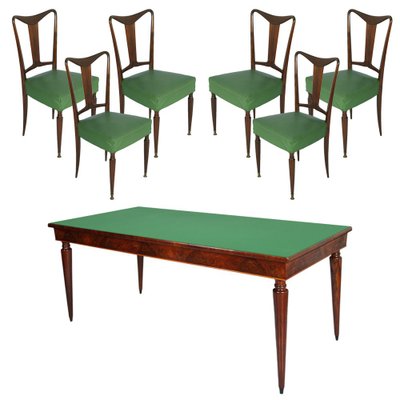 Italian Mahogany Dining Table & Chairs Set from Palazzi dell'Arte, 1940s, Set of 7-NJV-754172