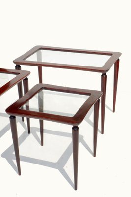 Italian Mahogany Nesting Tables by Ico Parisi for De Baggis, 1950s, Set of 3