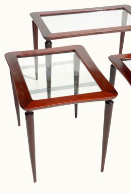 Italian Mahogany Nesting Tables by Ico Parisi for De Baggis, 1950s, Set of 3-KGD-1050190