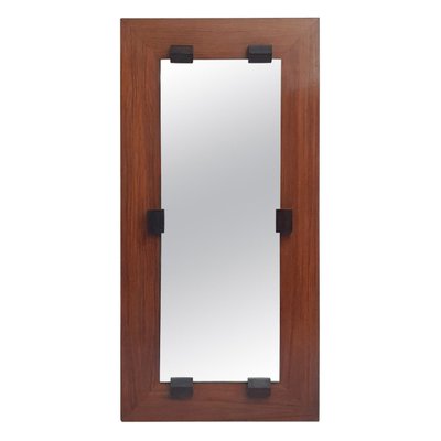 Italian Mahogany Rectangular Mirror by Franco Campo, 1960s-FO-622999