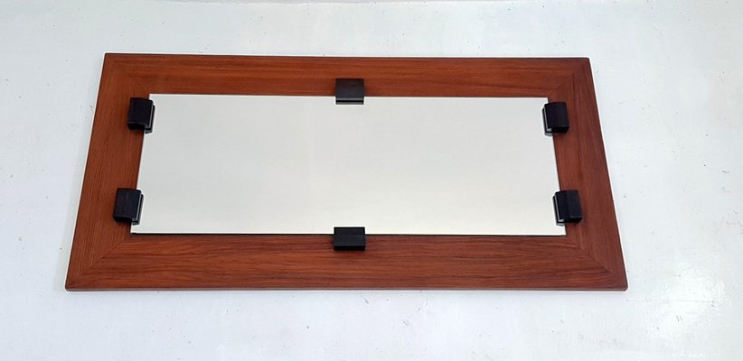 Italian Mahogany Rectangular Mirror by Franco Campo, 1960s-FO-622999