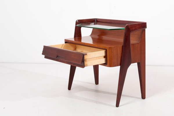 Italian Mahogany Teak Plywood Nightstands, 1950s, Set of 2-SFD-1418470