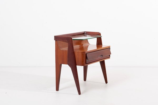 Italian Mahogany Teak Plywood Nightstands, 1950s, Set of 2-SFD-1418470