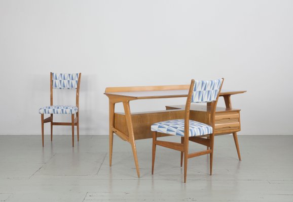 Italian Maple Desk with Bookshelf from Canturina del Mobile, 1950s-AA-867503