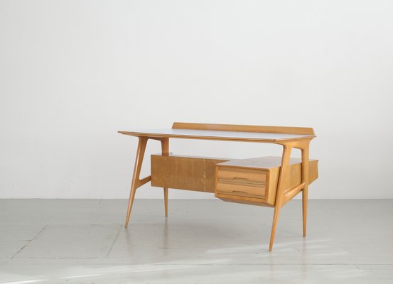 Italian Maple Desk with Bookshelf from Canturina del Mobile, 1950s-AA-867503