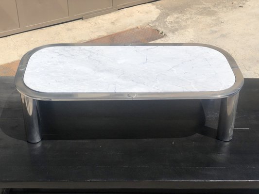 Italian Marble and Chrome Steel Coffee Table, 1970s-SSK-1320016