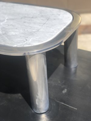 Italian Marble and Chrome Steel Coffee Table, 1970s-SSK-1320016