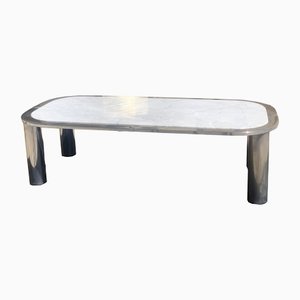 Italian Marble and Chrome Steel Coffee Table, 1970s-SSK-1320016