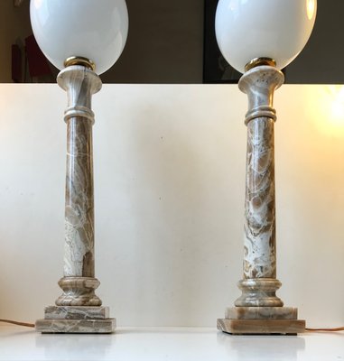 Italian Marble Column Table Lamps from Onyx Art, 1970s, Set of 2-LCR-688796