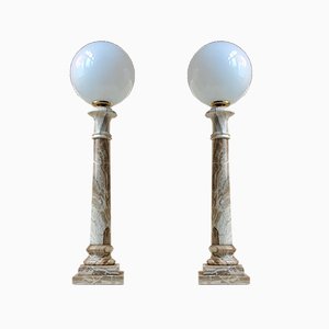 Italian Marble Column Table Lamps from Onyx Art, 1970s, Set of 2-LCR-688796