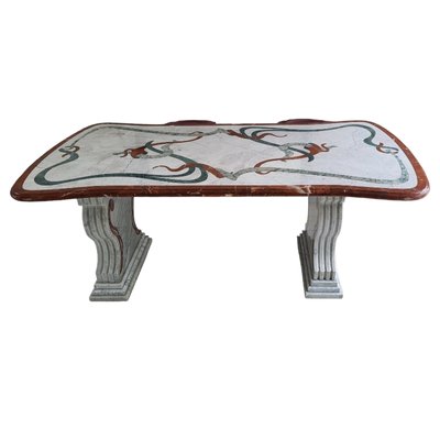 Italian Marble Dining Table with Pedestals-TCS-1770374