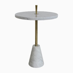 Italian Marble Table in Carrara and Brass, 1970s-CC-1610729