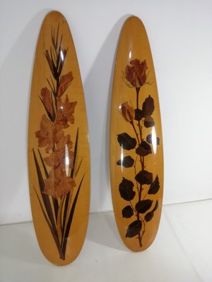 Italian Marqueterie Panels in Wood, 1950s, Set of 2-HNE-1318781