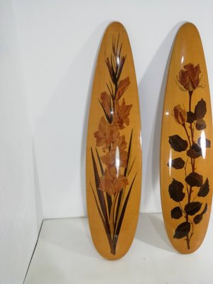 Italian Marqueterie Panels in Wood, 1950s, Set of 2-HNE-1318781