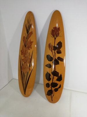 Italian Marqueterie Panels in Wood, 1950s, Set of 2-HNE-1318781