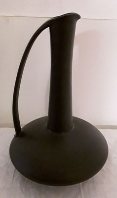 Italian Matt Black Ceramic Vase, 1970s-HOI-836744