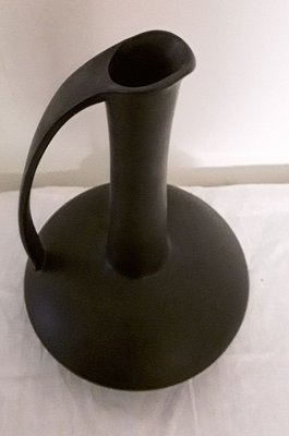 Italian Matt Black Ceramic Vase, 1970s-HOI-836744