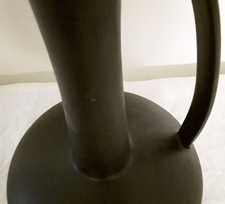 Italian Matt Black Ceramic Vase, 1970s-HOI-836744