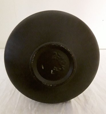 Italian Matt Black Ceramic Vase, 1970s-HOI-836744