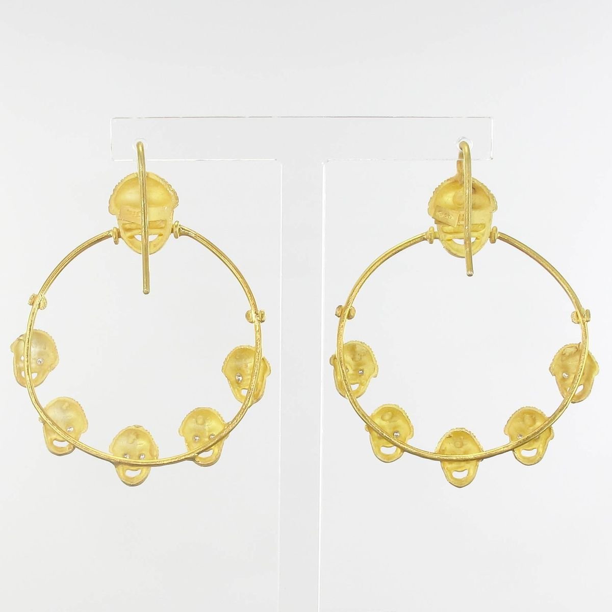 Italian Matte Vermeil Crystal Mask Hoop Earrings, Set of 2