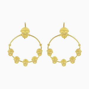 Italian Matte Vermeil Crystal Mask Hoop Earrings, Set of 2-OLU-896372