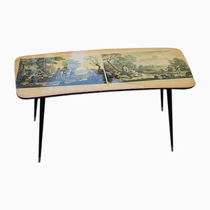 Italian Metal, Brass, and Prints Coffee Table, 1950s-EH-675746