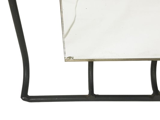 Italian Metal, Brass and Wood Wall Mirror, 1950s-RD-1822603