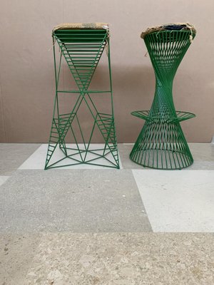 Italian Metal Emerald Green Stools, Set of 2-HZ-991095