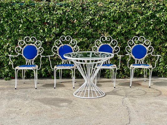 Italian Metal Garden Furniture and Scoubidou, 1950s, Set of 5-SSK-2025935