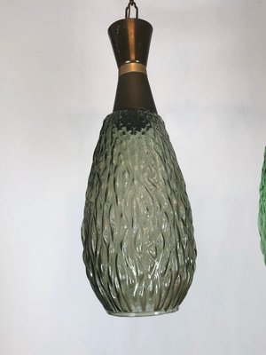 Italian Metal & Glass Pendant Lamps, 1960s, Set of 2-OT-850395