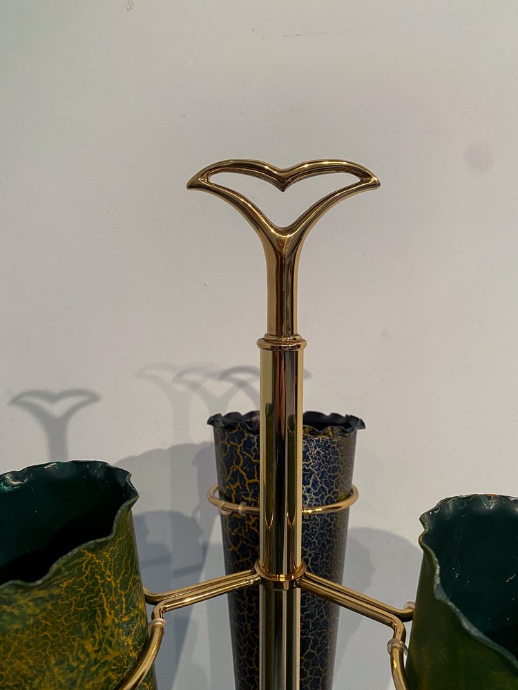 Italian Mid-Century Green Umbrella Stand with Cracked Effect, 1950s